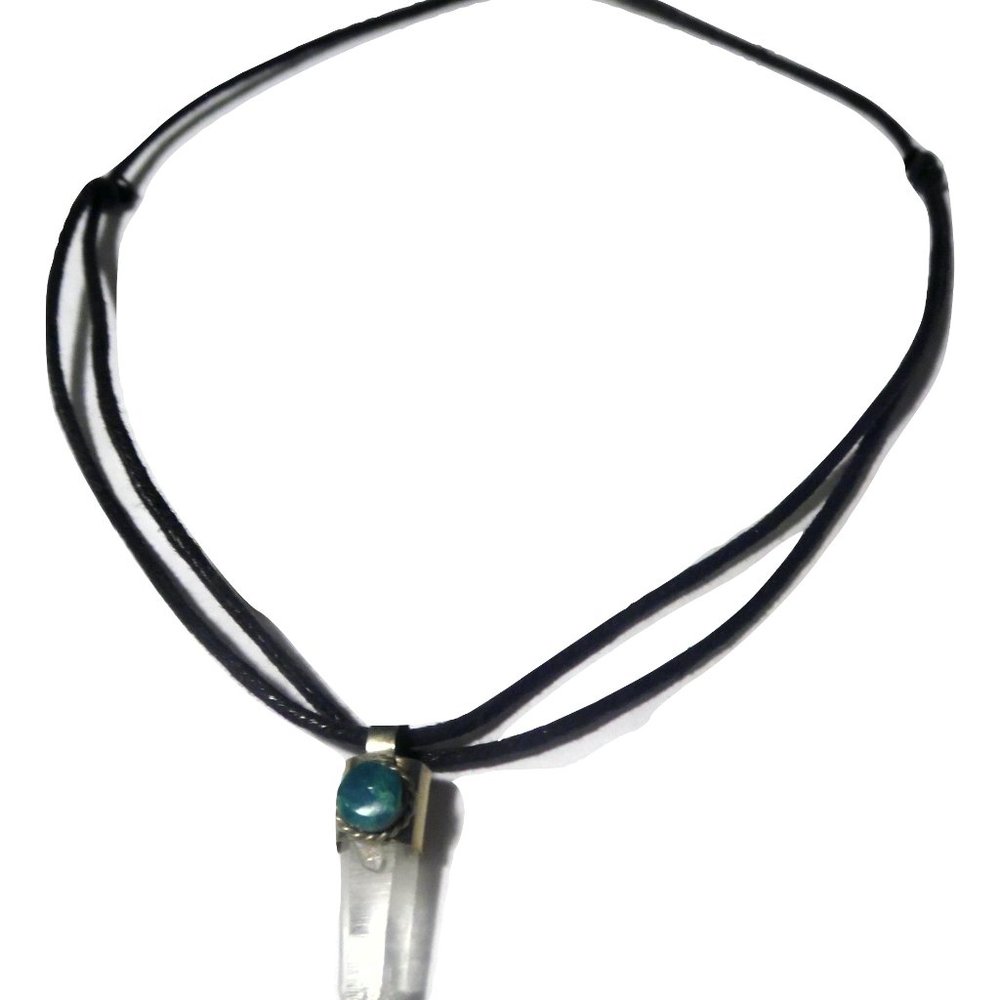 Clear Quartz Necklace with turquoise stone